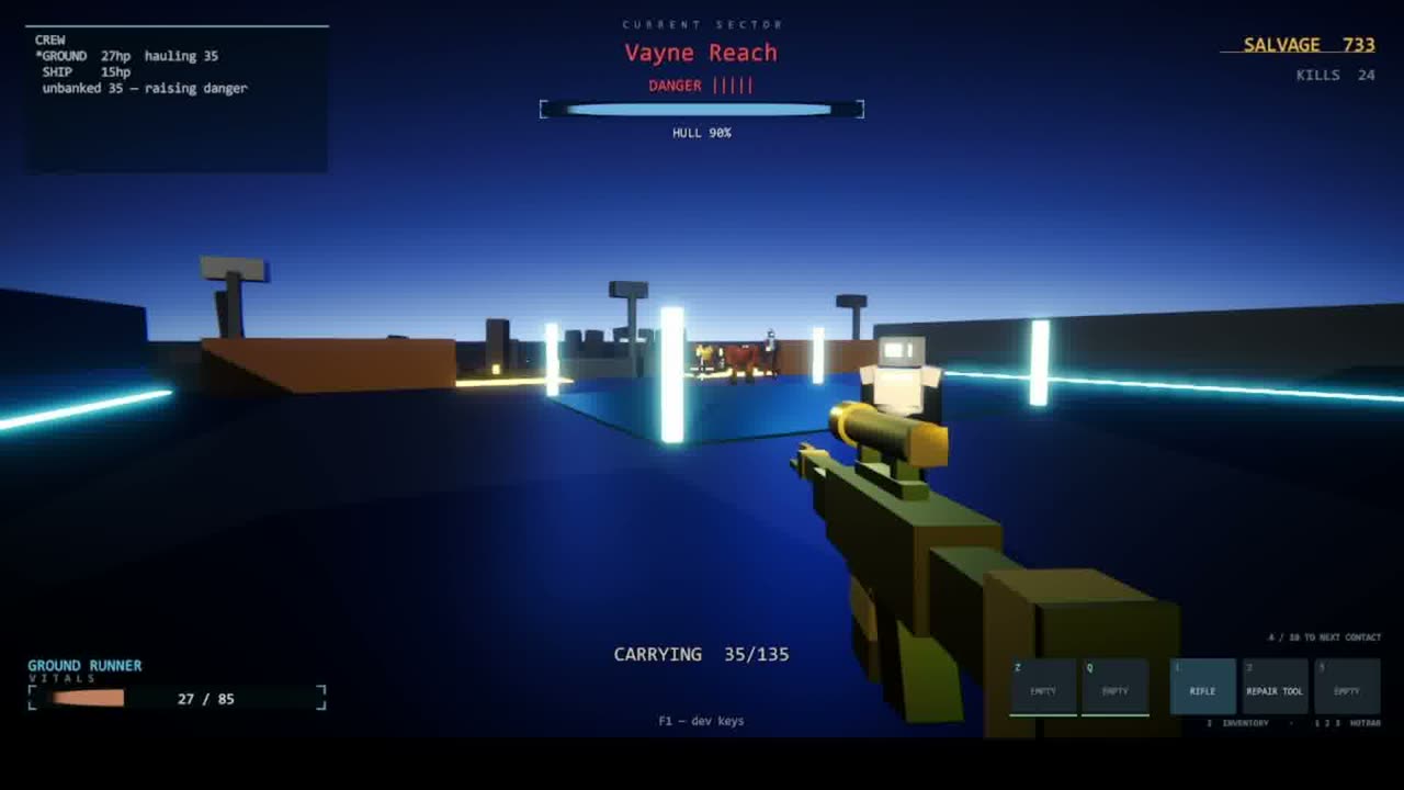 SalvageRun ground runner encountering a second player